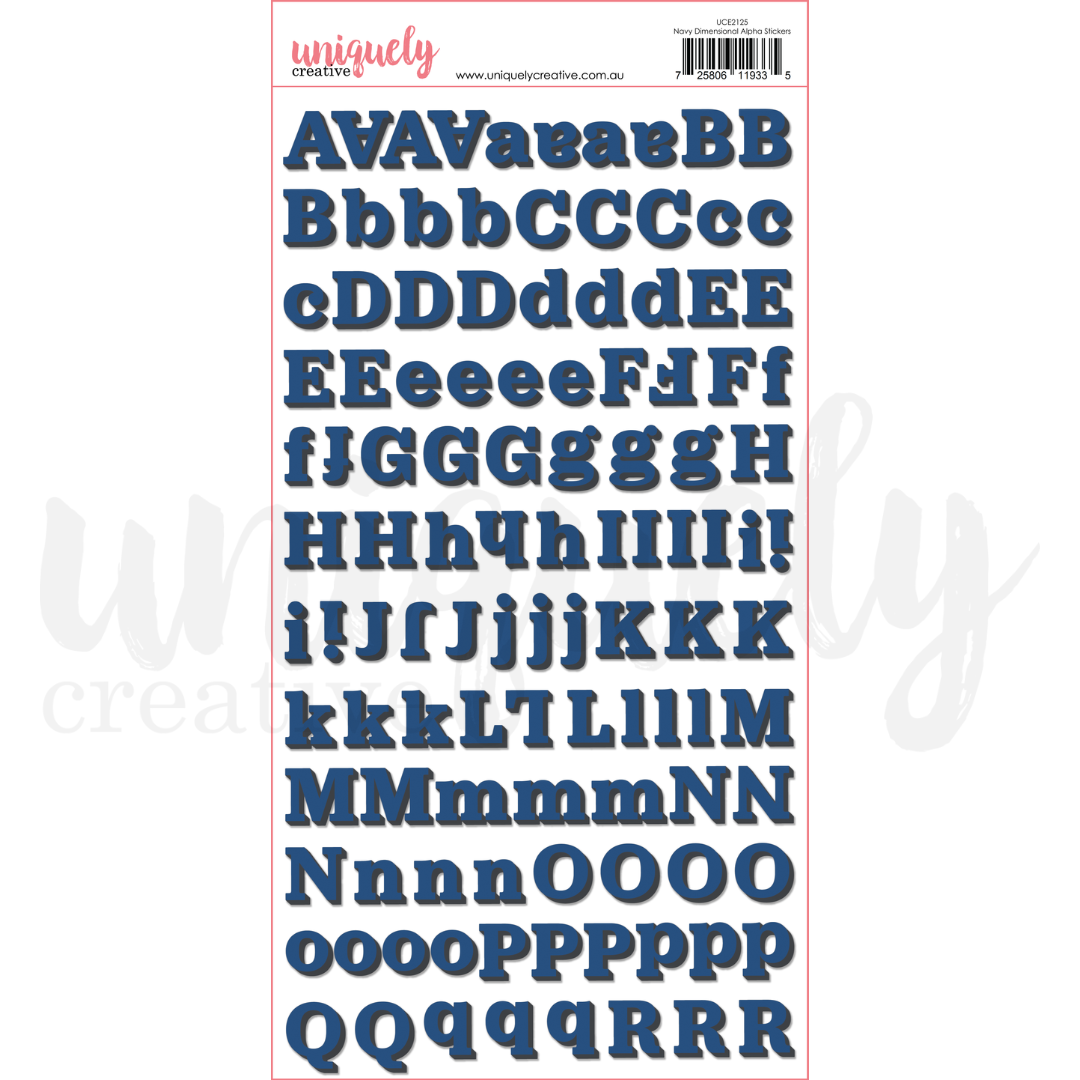 Uniquely Creative - Navy Dimensional Alpha Stickers