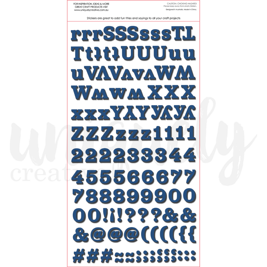 Uniquely Creative - Navy Dimensional Alpha Stickers
