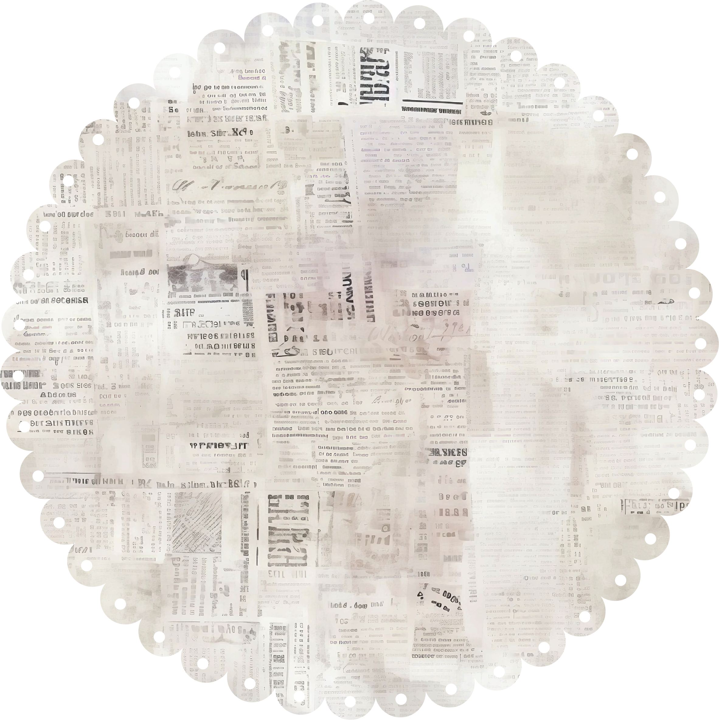 Uniquely Creative - Newsprint - Scalloped Decorative Base Layer (Ultraviolet Delight Collection)