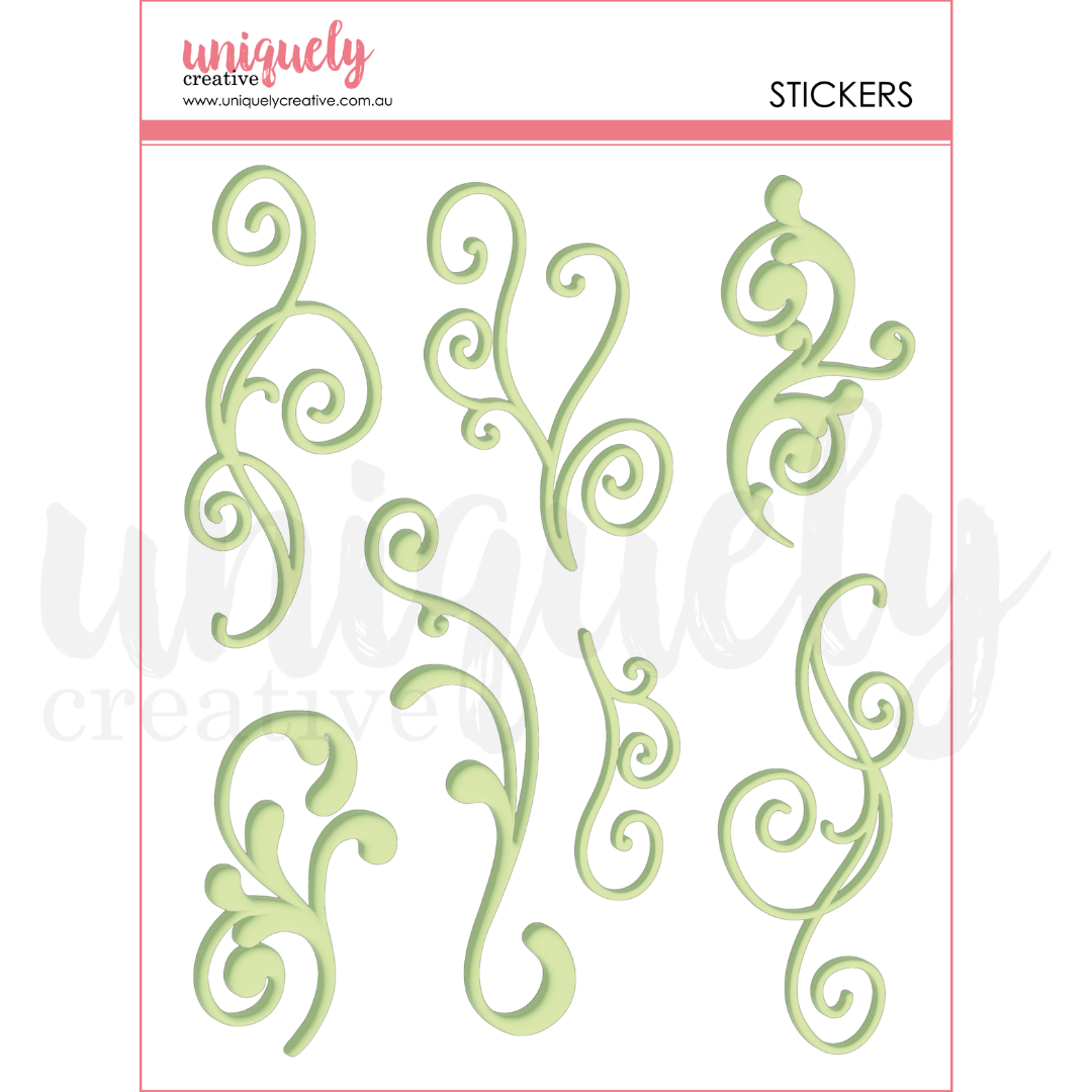 Uniquely Creative - Green Flourish Puffy Stickers (Tea & Tranquility Collection)