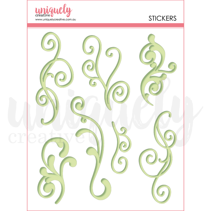 Uniquely Creative - Green Flourish Puffy Stickers (Tea & Tranquility Collection)