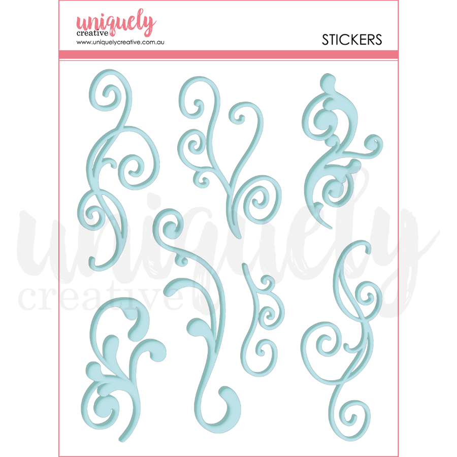 Uniquely Creative - Blue Flourish Puffy Stickers (Tea & Tranquility Collection)