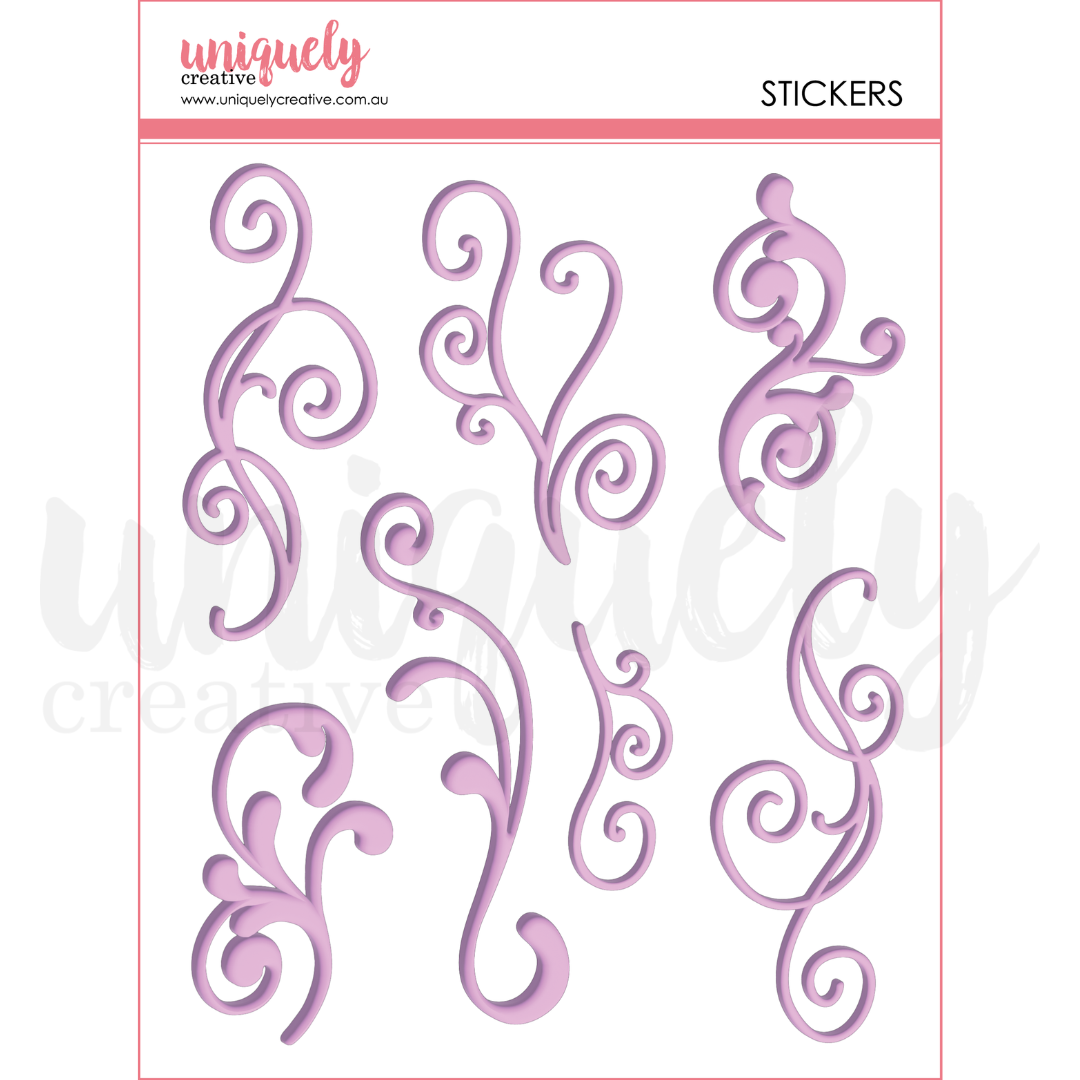 Uniquely Creative - Purple Flourish Puffy Stickers (Tea & Tranquility Collection)