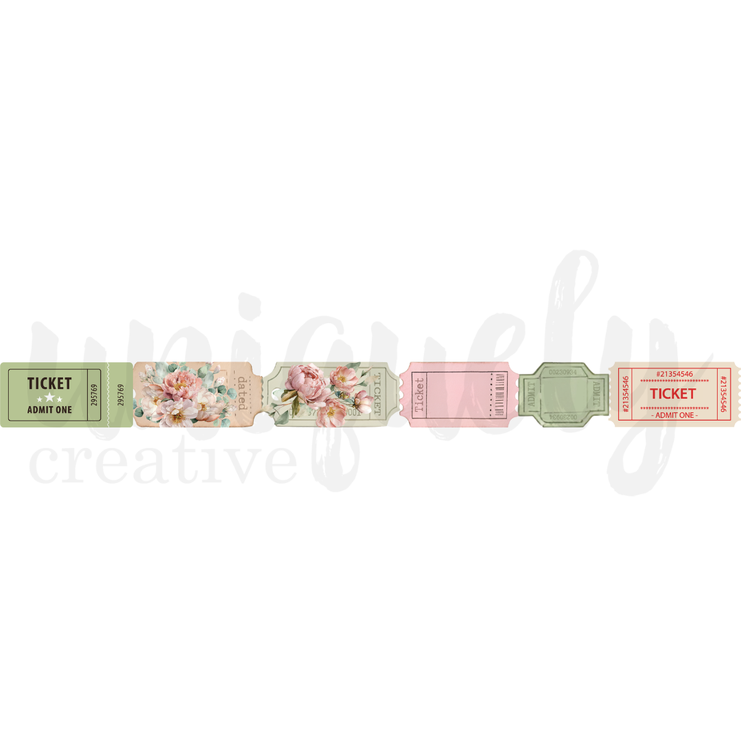 Uniquely Creative - Vintage Tickets Washi Tape (Tea & Tranquility Collection)