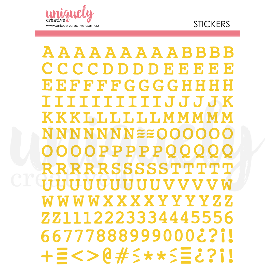 Uniquely Creative - Puffy Alpha Stickers Uppercase - Gold (Sweet as Honey Collection)