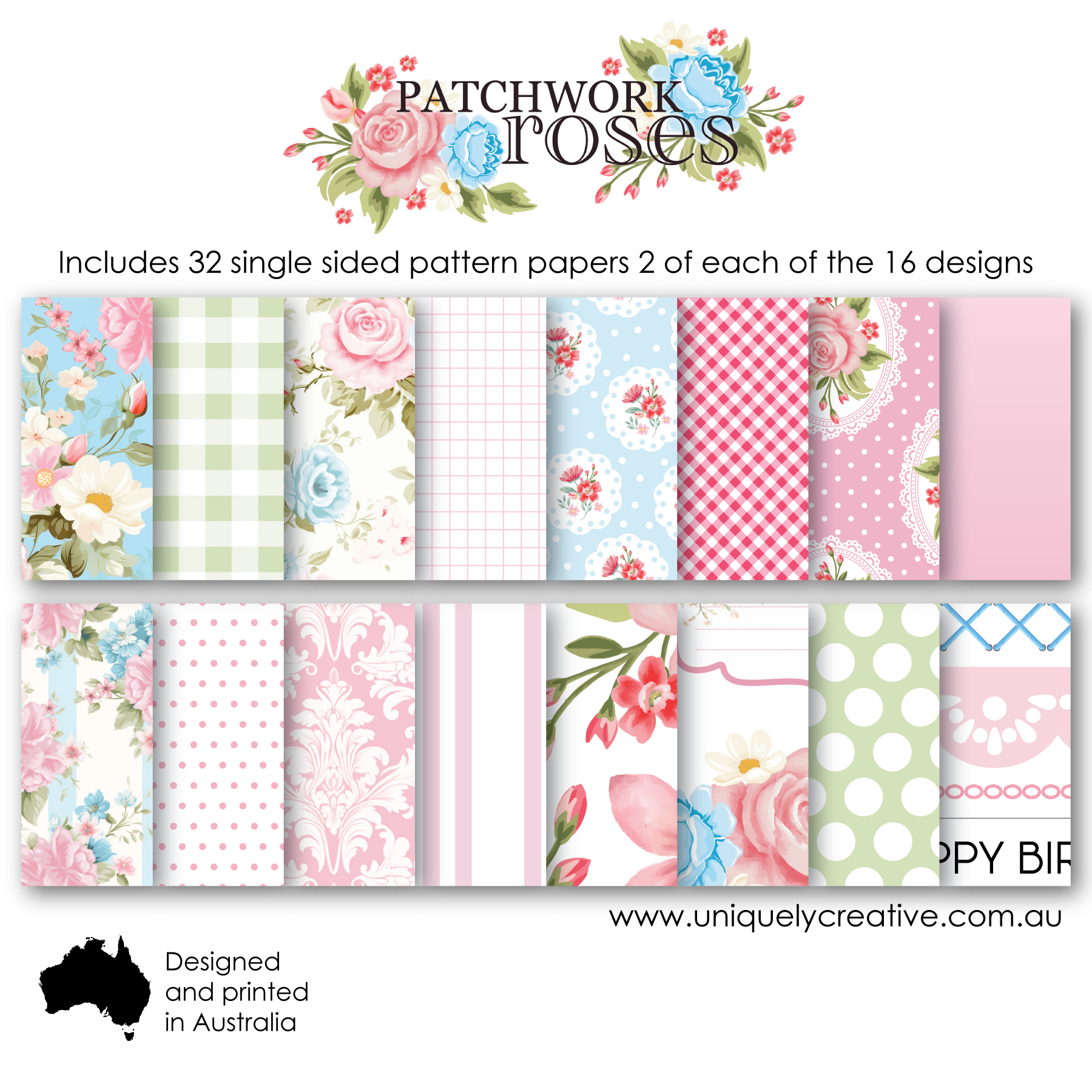 Uniquely Creative - Patchwork Roses 6" x 6" Collection Pack back cover