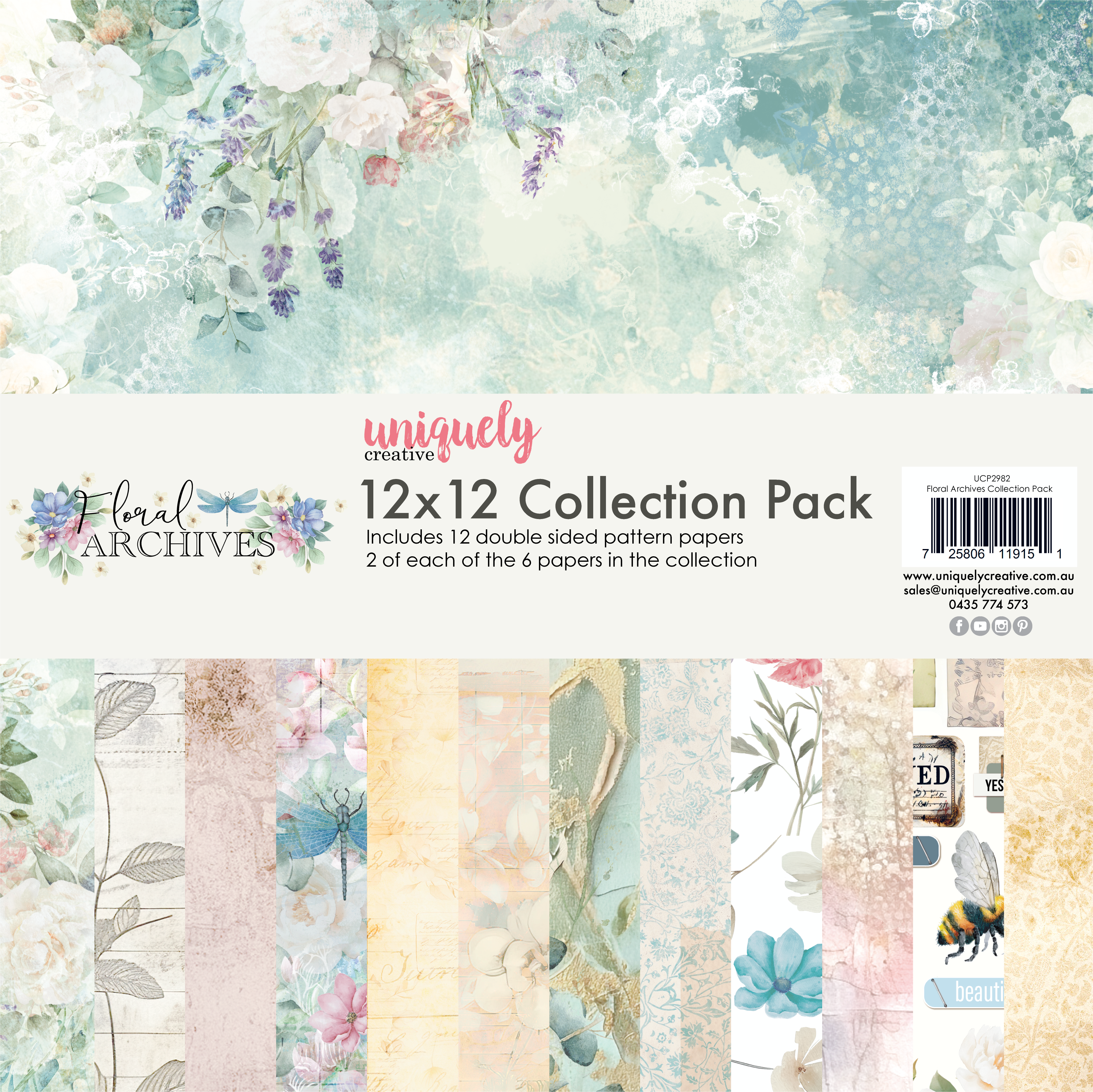 Uniquely Creative - Floral Archives 12 x 12 Collection Pack (12 sheets) (Floral Archives Collection)