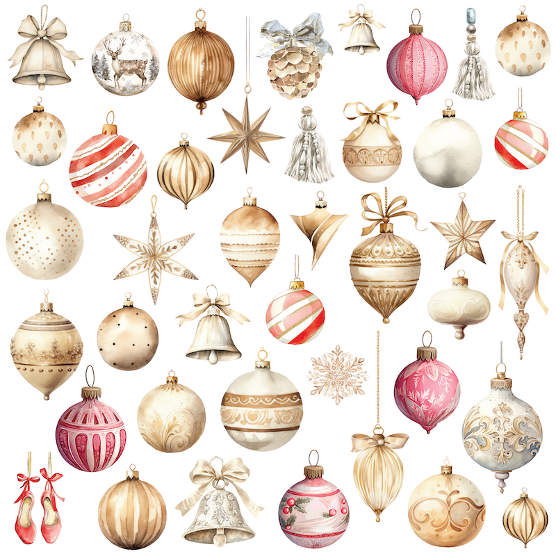 Uniquely Creative - Vintage Baubles Paper (Home for Christmas Collection) - Side A