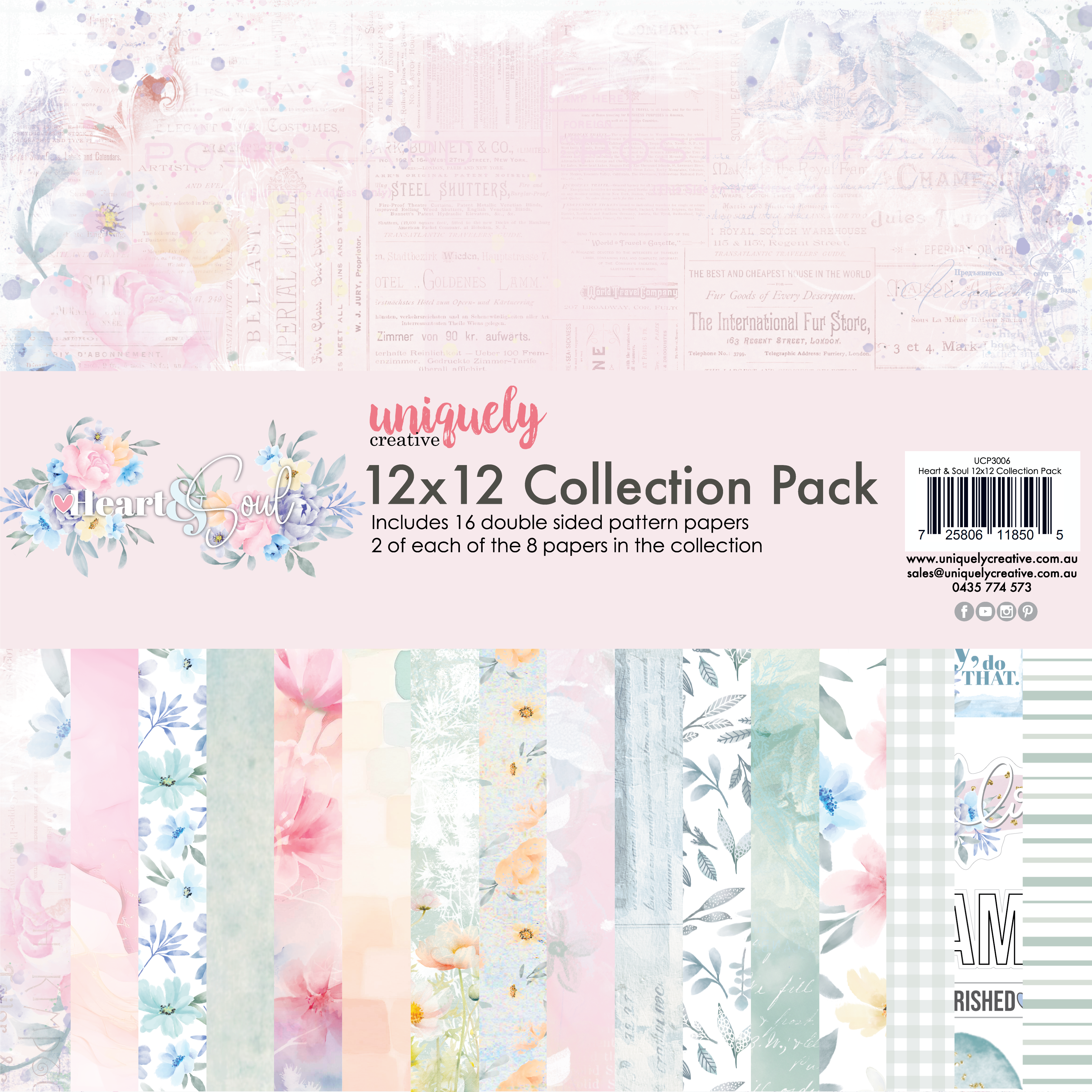Uniquely Creative - Heart & Soul 12 x 12 Collection Pack (16 sheets)