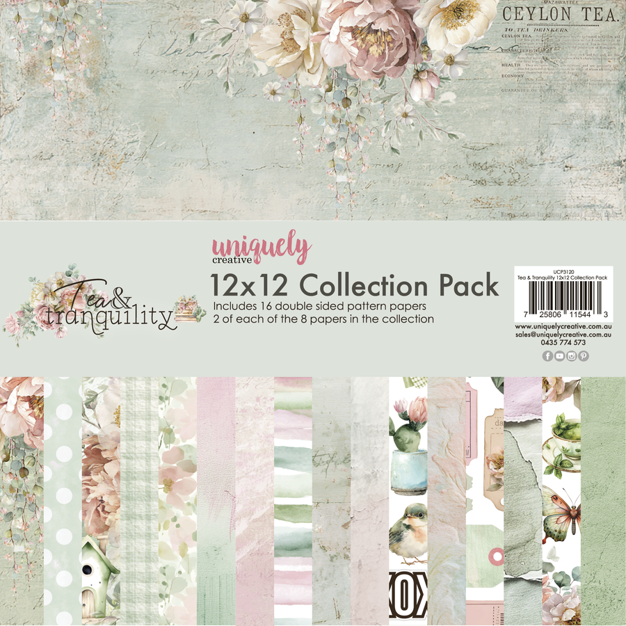 Uniquely Creative - Tea & Tranquility 12 x 12 Collection Pack (16 sheets)  (Tea & Tranquility Collection)