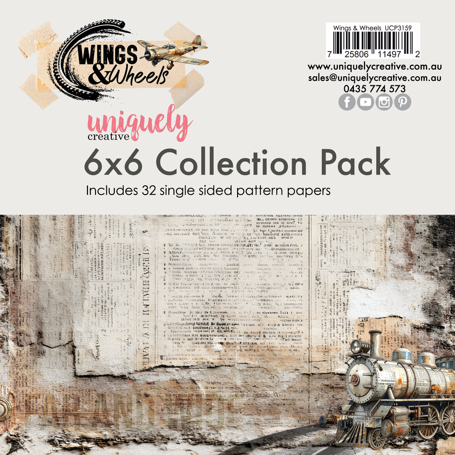 Uniquely Creative - Wings & Wheels 6 x 6 Collection Pack (32 sheets) (Wings & Wheels Collection)