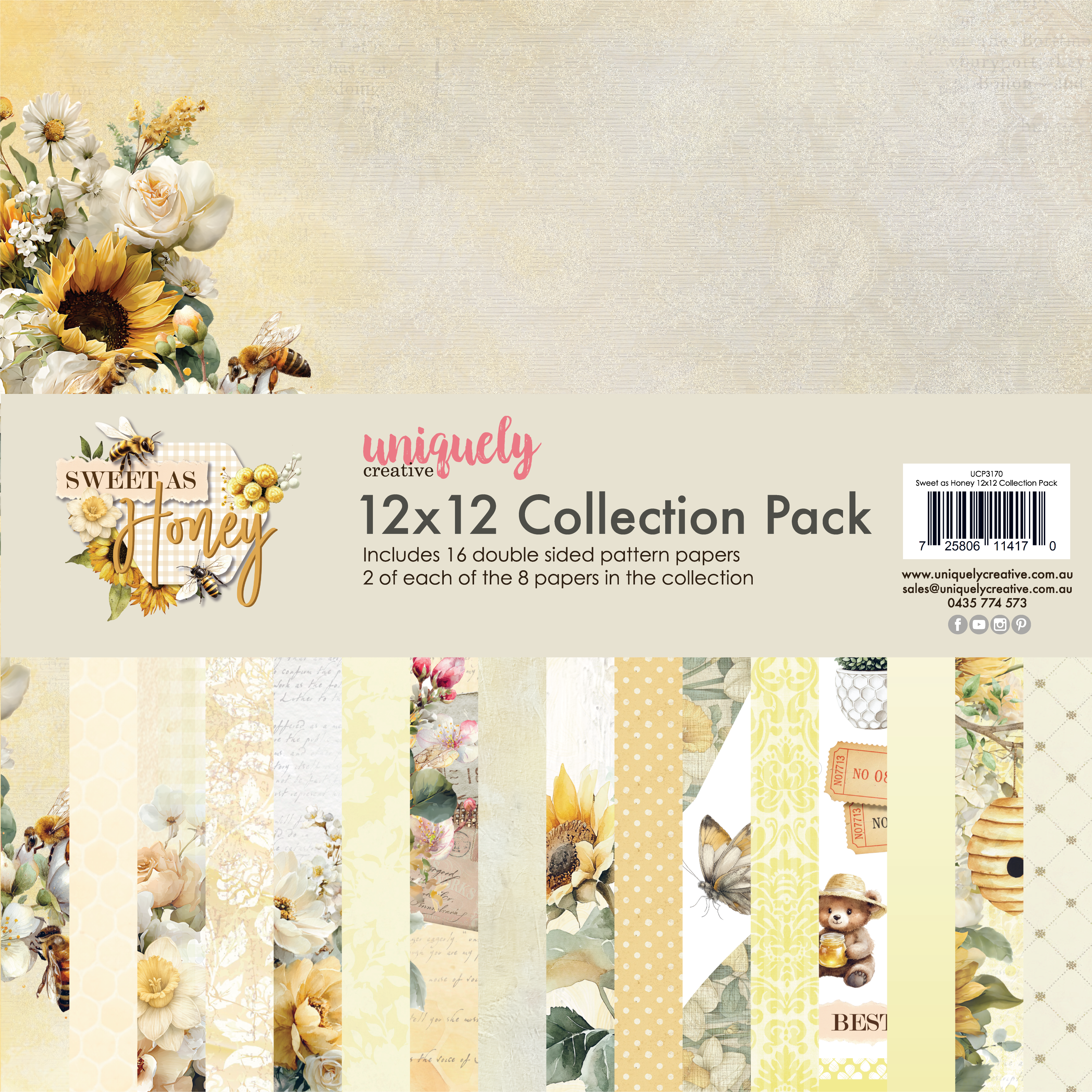Uniquely Creative - Sweet as Honey 12 x 12 Collection Pack (16 sheets) (Sweet as Honey Collection)