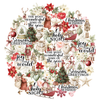 A circular collage of Christmas and holiday-themed illustrations and phrases on a white background, including red poinsettias, snow globes, sleighs, nutcrackers, gift boxes, stars, and text such as 'Christmas Wishes,' 'Seasons Greetings,' and 'joy to the world.'. Uniquely Creative - Christmas Keepsakes Creative Cuts (Christmas Keepsakes Collection)