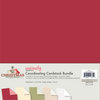 Cardstock bundle packaging showing a large raspberry-red square at the top, with product text below and sample folded cardstock corners in raspberry, sunshine yellow, sage green, beige, and cloud white along the bottom. Uniquely Creative - Christmas Keepsakes Coordinating Cardstock Bundle (Christmas Keepsakes Collection)