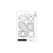 A package of Concord & 9th 'Very Worry Gallery Dies' featuring six metal cutting dies for scrapbooking and card making, displayed on a clean white background.