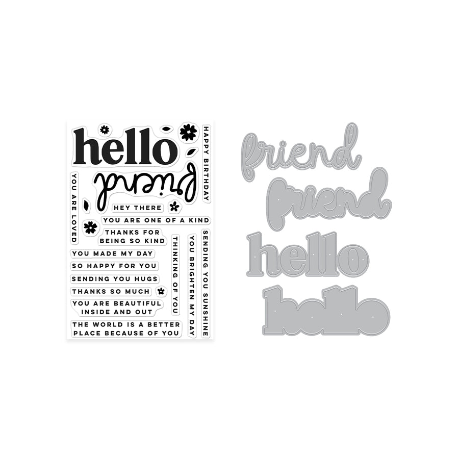 Hero Arts - Hello Friend Clear Stamp & Die Bundle