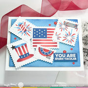 Waffle Flower - Postage Collage 4th Of July Stamp Set