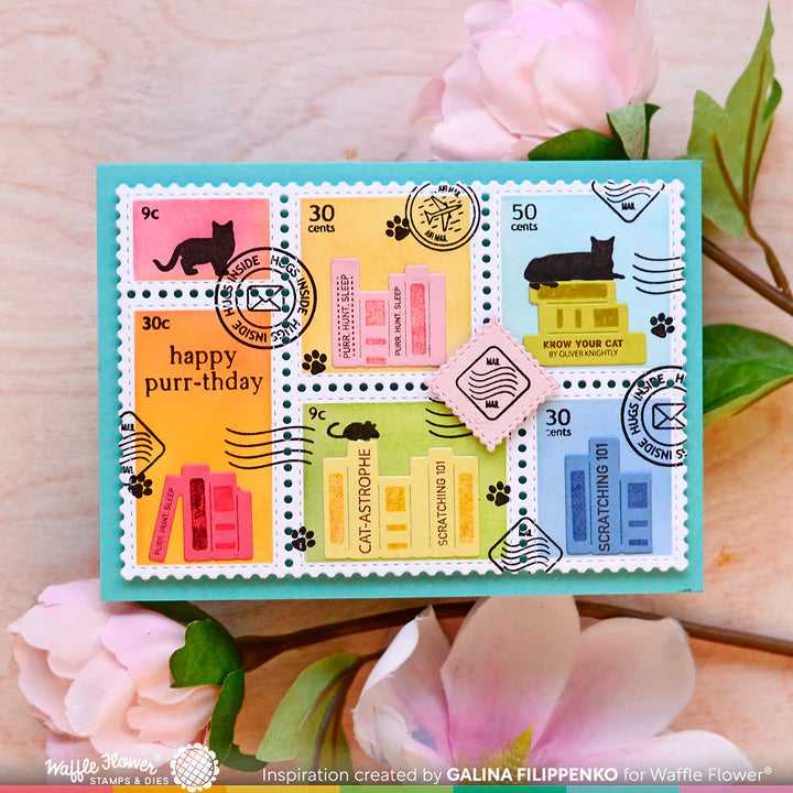 Waffle Flower - Postage Collage A6 Blocks Stencil
