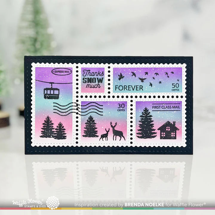 Waffle Flower - Postage Collage Mini Slimline Blocks Stencil