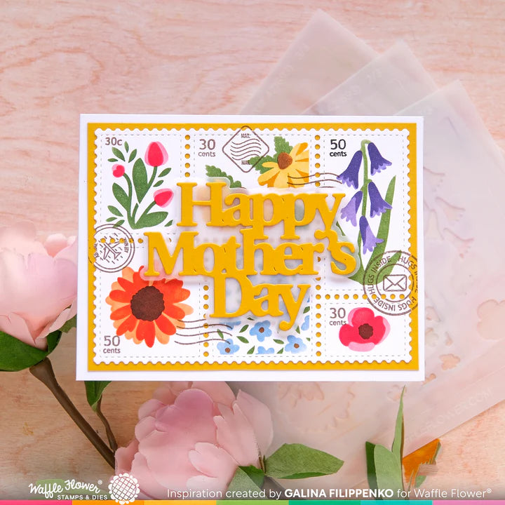 Waffle Flower - Postage Collage Wild Flower Stencil