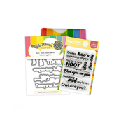 A set of stamps and coordinating dies from Waffle Flower Crafts, called Real Hoot Sentimentals Combo with humorous phrases, displayed on a clean white background.