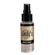A bottle of Lindy's Starburst Sprays with a black spray nozzle and a textured beige and black label, set against a plain white background. Lindy's Gang Clam Bake Beige Starburst Spray