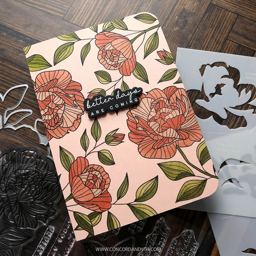 Concord & 9th (Kristina Werner) - Long Line Roses Stencil Pack