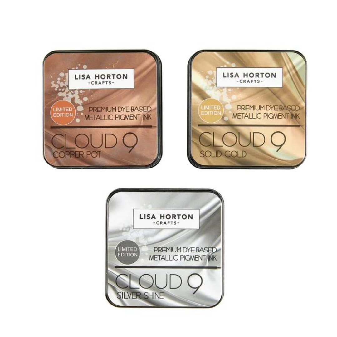 Lisa Horton Crafts Set of 3 Ltd Edition Metallic Ink Pads - Silver, Gold and Copper