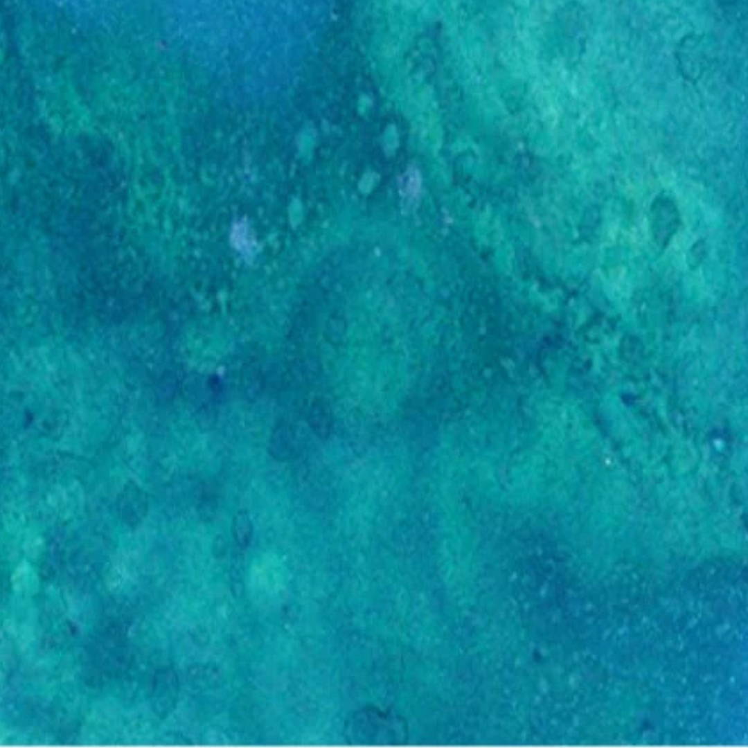 A close-up of a mottled teal and turquoise surface with a soft, painterly texture and no distinct product shape, person, or environment. Lindy's Gang Tibetan Poppy Teal Starburst Spray